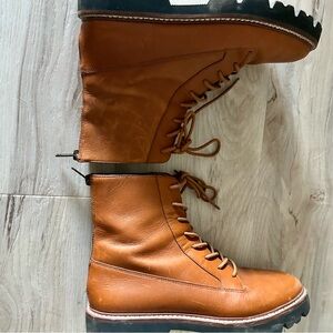 MADEWELL The Rayna lace-up boot leather combat English Saddle women’s sz 8.5